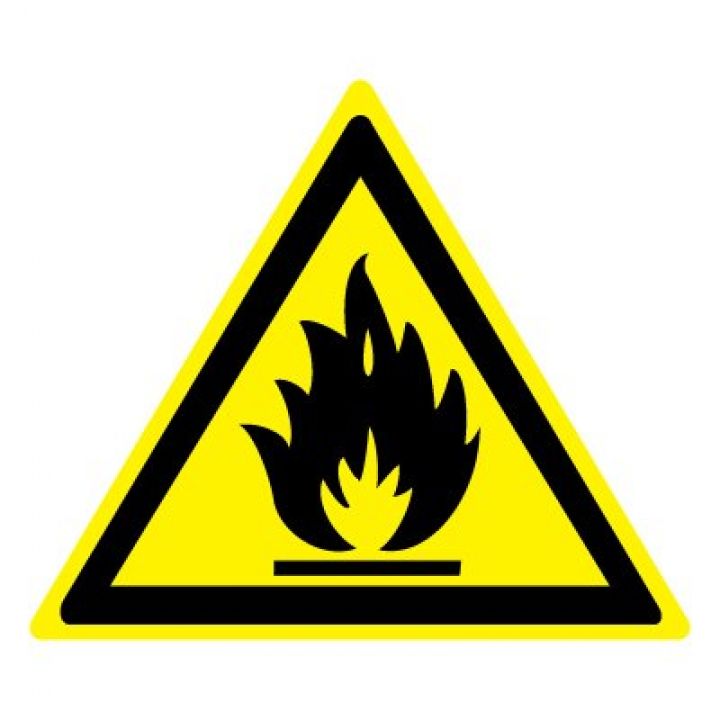 Знак Эксклюзив W01 Пожароопасно. Легковоспламеняющиеся вещества (размер 200х200) фотолюминесцентный