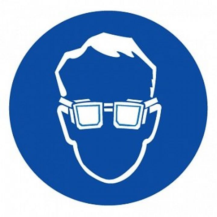 Знак Эксклюзив M01 Работать в защитных очках (размер 200х200) фотолюминесцентный